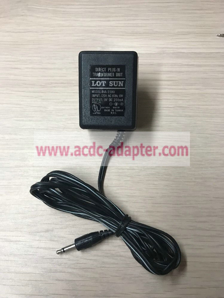 New LOT SUN DIA-3590 9V 200mA AC Power Supply Adapter Charger